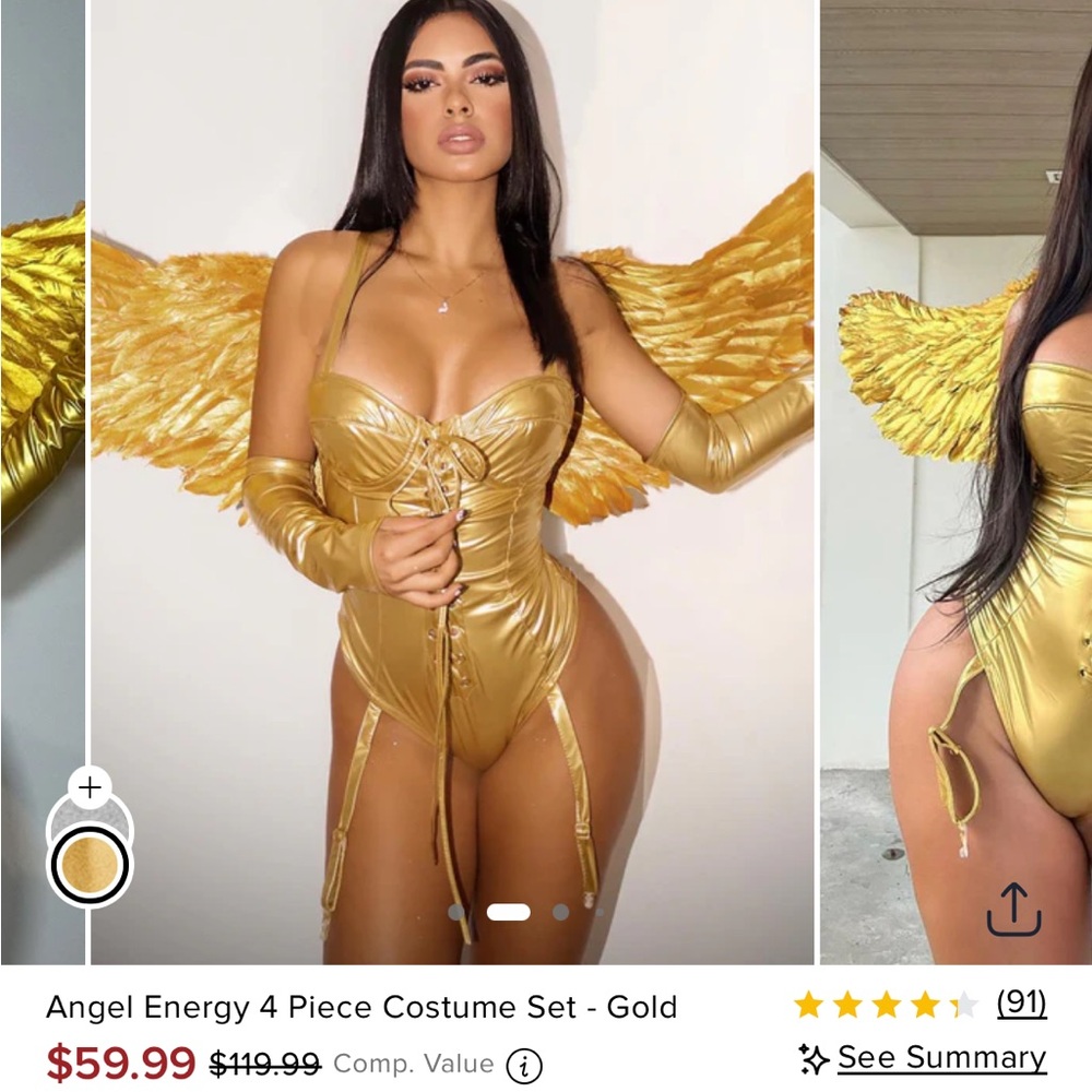 Fashion Nova Gold Angel Energy Costume Set